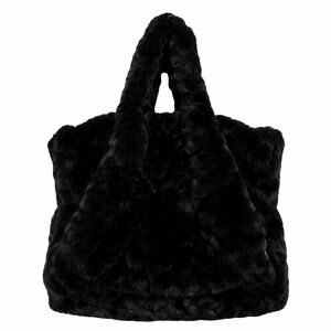 Oof Wear Black Faux Fur Sherpa Teddy Y2K Large Tote Bag
